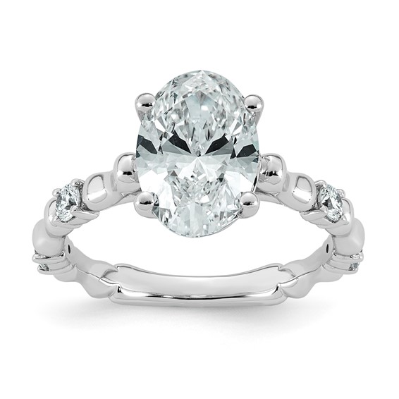 14kw 2 3/4ct Certified Oval Center Lab Grown Diamond VS+ F+ Comp Ring