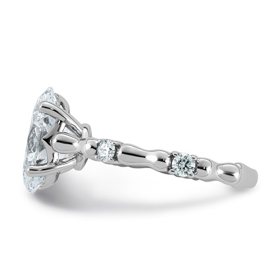 14kw 3 1/4ct Certified Oval Center Lab Grown Diamond VS+ F+ Comp Ring