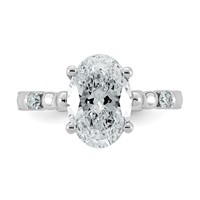14K White Gold 3.25ct Certified Oval Center Lab Grown Diamond VS+ F+ Comp Ring view 4