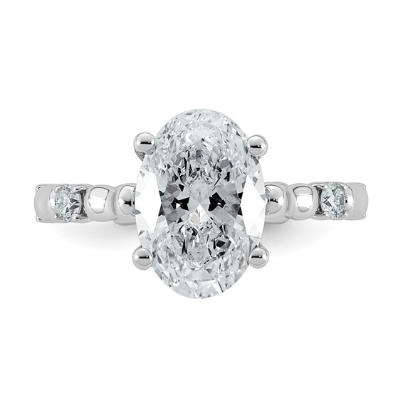 14kw 3 1/4ct Certified Oval Center Lab Grown Diamond VS+ F+ Comp Ring