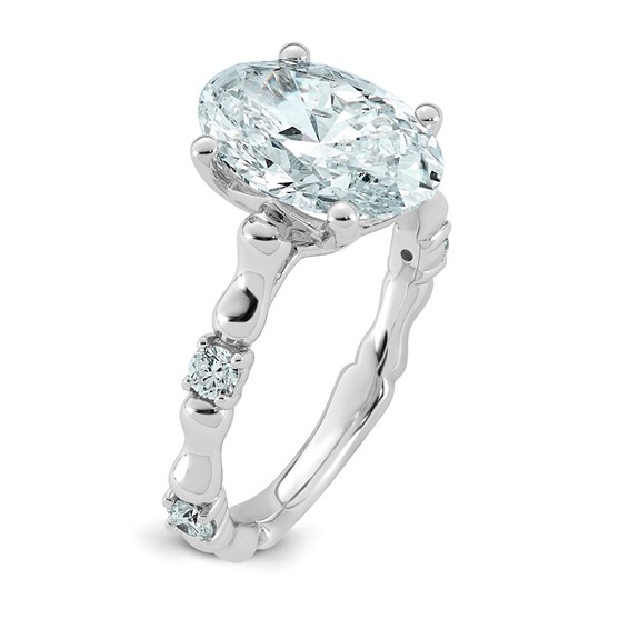 14kw 3 1/4ct Certified Oval Center Lab Grown Diamond VS+ F+ Comp Ring