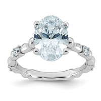14K White Gold 3.25ct Certified Oval Center Lab Grown Diamond VS+ F+ Comp Ring view 1