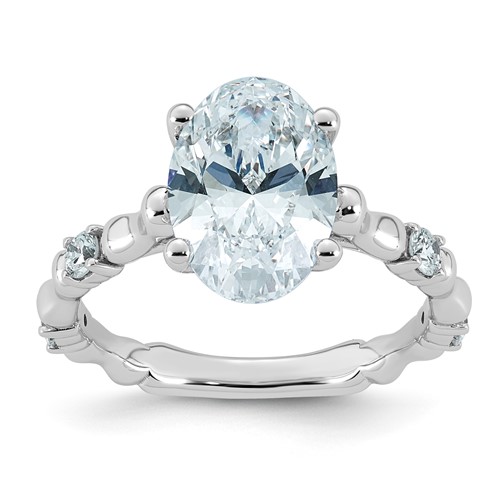 14K White Gold 3.25ct Certified Oval Center Lab Grown Diamond VS+ F+ Comp Ring
