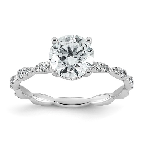 14K White Gold 1.88ct Certified Round Center Lab Grown Diamond VS+ F+ Comp Ring