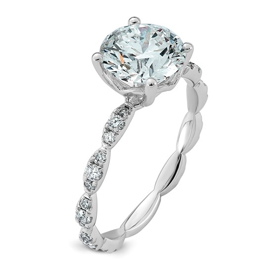 14kw 2 1/3ct Certified Round Center Lab Grown Diamond VS+ F+ Comp Ring