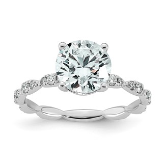 14kw 2 1/3ct Certified Round Center Lab Grown Diamond VS+ F+ Comp Ring