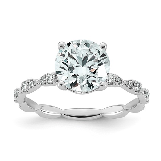 14kw 2 1/3ct Certified Round Center Lab Grown Diamond VS+ F+ Comp Ring