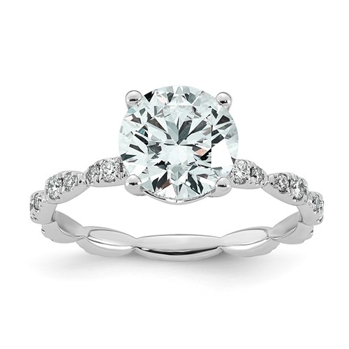 14K White Gold 2.33ct Certified Round Center Lab Grown Diamond VS+ F+ Comp Ring