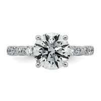 14K White Gold 3ct Certified Round Center Lab Grown Diamond VS+ F+ Comp Ring view 4