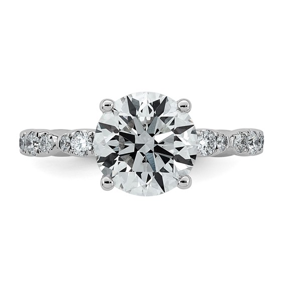 14kw 3ct Certified Round Center Lab Grown Diamond VS+ F+ Comp Ring