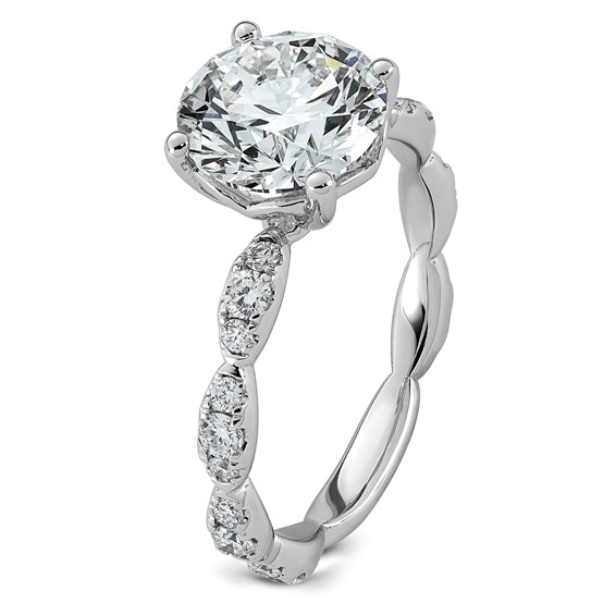 14kw 3ct Certified Round Center Lab Grown Diamond VS+ F+ Comp Ring