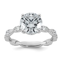 14K White Gold 3ct Certified Round Center Lab Grown Diamond VS+ F+ Comp Ring view 1