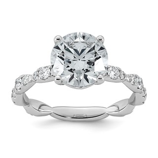 14kw 3ct Certified Round Center Lab Grown Diamond VS+ F+ Comp Ring