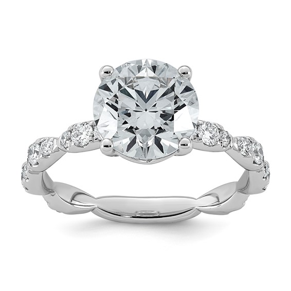 14kw 3ct Certified Round Center Lab Grown Diamond VS+ F+ Comp Ring