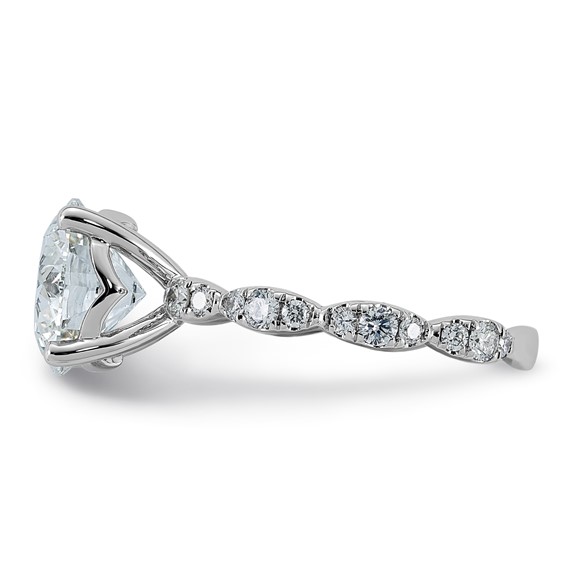 14kw 3 1/2ct Certified Round Center Lab Grown Diamond VS+ F+ Comp Ring