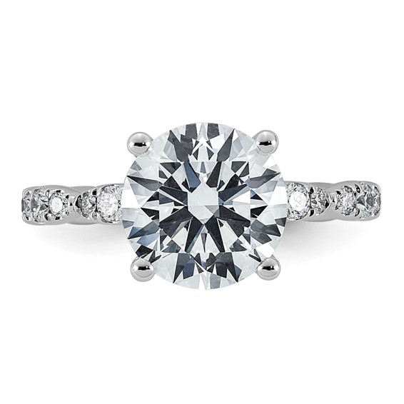 14kw 3 1/2ct Certified Round Center Lab Grown Diamond VS+ F+ Comp Ring