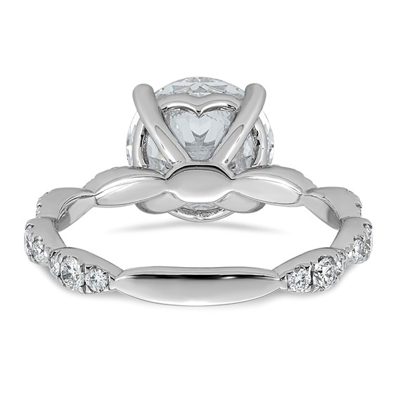 14kw 3 1/2ct Certified Round Center Lab Grown Diamond VS+ F+ Comp Ring