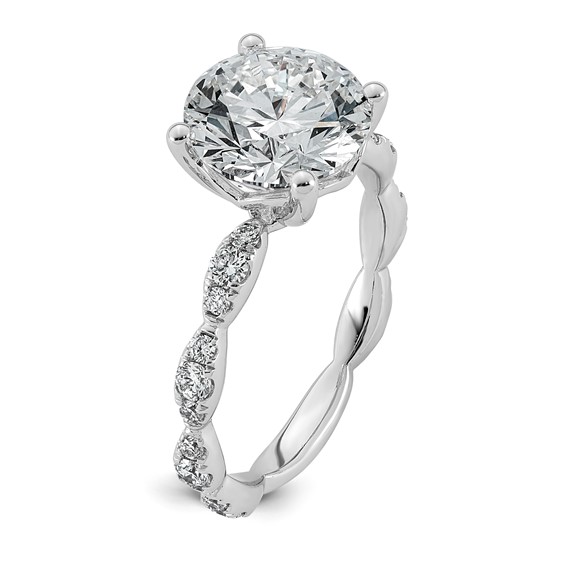 14kw 3 1/2ct Certified Round Center Lab Grown Diamond VS+ F+ Comp Ring