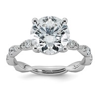 14K White Gold 3.50ct Certified Round Center Lab Grown Diamond VS+ F+ Comp Ring view 1