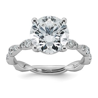 14kw 3 1/2ct Certified Round Center Lab Grown Diamond VS+ F+ Comp Ring
