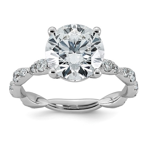 14K White Gold 3.50ct Certified Round Center Lab Grown Diamond VS+ F+ Comp Ring