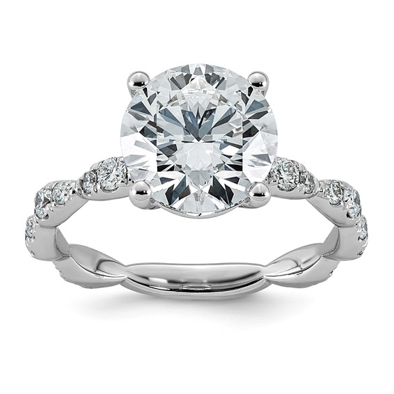 14kw 3 1/2ct Certified Round Center Lab Grown Diamond VS+ F+ Comp Ring
