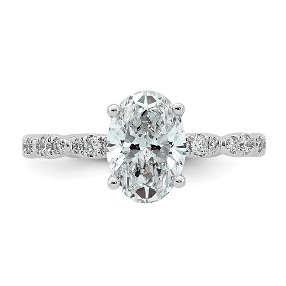 14kw 1 7/8ct Certified Oval Center Lab Grown Diamond VS+ F+ Comp Ring