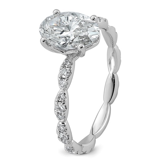 14kw 1 7/8ct Certified Oval Center Lab Grown Diamond VS+ F+ Comp Ring