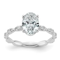 14K White Gold 1.88ct Certified Oval Center Lab Grown Diamond VS+ F+ Comp Ring view 1