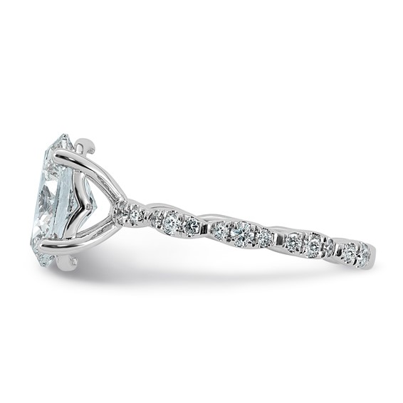 14kw 2 1/3ct Certified Oval Center Lab Grown Diamond VS+ F+ Comp Ring