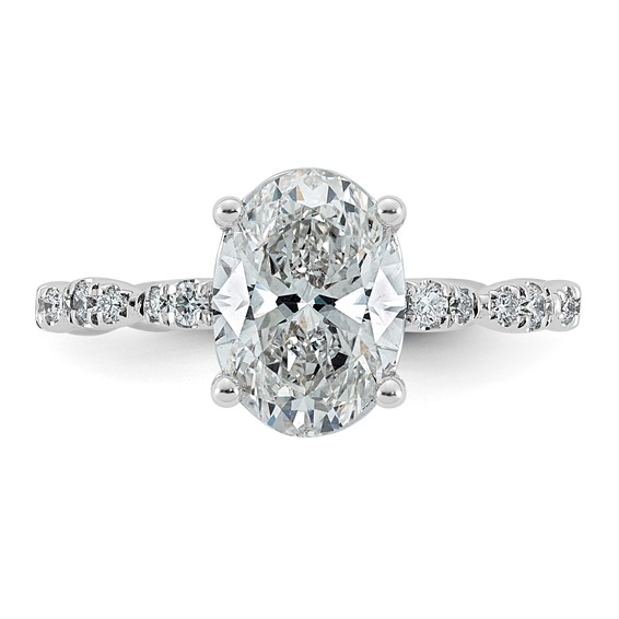 14kw 2 1/3ct Certified Oval Center Lab Grown Diamond VS+ F+ Comp Ring
