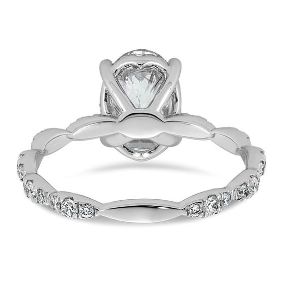 14kw 2 1/3ct Certified Oval Center Lab Grown Diamond VS+ F+ Comp Ring