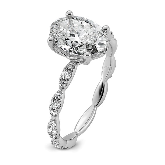 14kw 2 1/3ct Certified Oval Center Lab Grown Diamond VS+ F+ Comp Ring