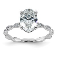 14K White Gold 2.33ct Certified Oval Center Lab Grown Diamond VS+ F+ Comp Ring view 1