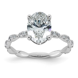 14kw 2 1/3ct Certified Oval Center Lab Grown Diamond VS+ F+ Comp Ring