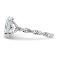 14K White Gold 3ct Certified Oval Center Lab Grown Diamond VS+ F+ Comp Ring view 3