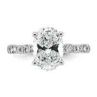 14K White Gold 3ct Certified Oval Center Lab Grown Diamond VS+ F+ Comp Ring view 4