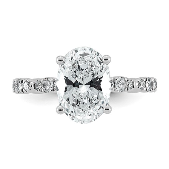 14kw 3ct Certified Oval Center Lab Grown Diamond VS+ F+ Comp Ring