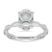 14K White Gold 3ct Certified Oval Center Lab Grown Diamond VS+ F+ Comp Ring view 5