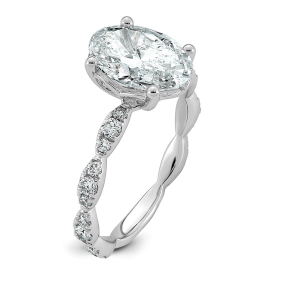 14kw 3ct Certified Oval Center Lab Grown Diamond VS+ F+ Comp Ring