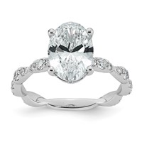 14K White Gold 3ct Certified Oval Center Lab Grown Diamond VS+ F+ Comp Ring view 1