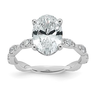 14kw 3ct Certified Oval Center Lab Grown Diamond VS+ F+ Comp Ring