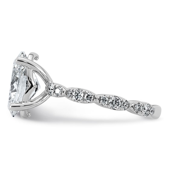 14kw 3 1/2ct Certified Oval Center Lab Grown Diamond VS+ F+ Comp Ring