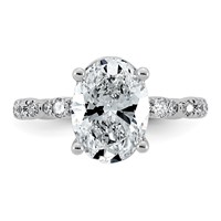 14K White Gold 3.50ct Certified Oval Center Lab Grown Diamond VS+ F+ Comp Ring view 4