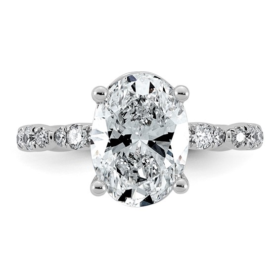 14kw 3 1/2ct Certified Oval Center Lab Grown Diamond VS+ F+ Comp Ring