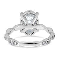 14K White Gold 3.50ct Certified Oval Center Lab Grown Diamond VS+ F+ Comp Ring view 5