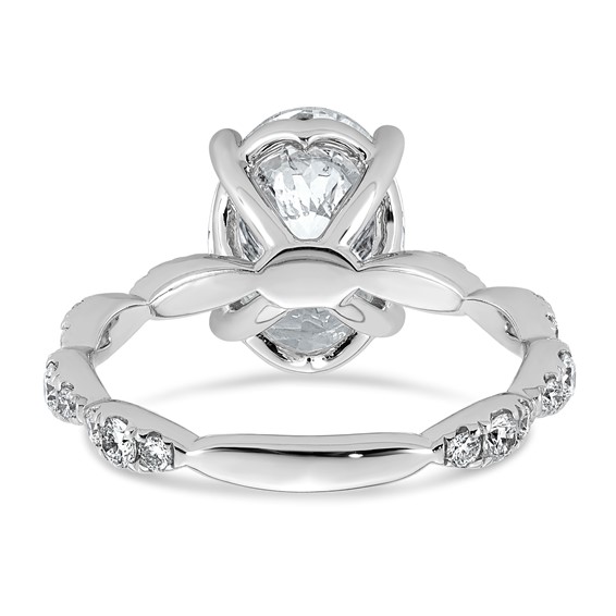 14kw 3 1/2ct Certified Oval Center Lab Grown Diamond VS+ F+ Comp Ring