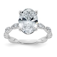 14K White Gold 3.50ct Certified Oval Center Lab Grown Diamond VS+ F+ Comp Ring view 1