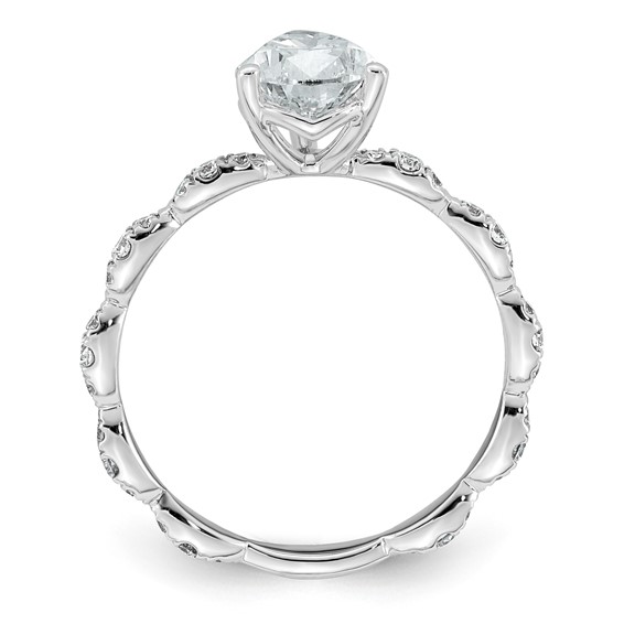 14kw 1 7/8ct Certified Pear Center Lab Grown Diamond VS+ F+ Comp Ring