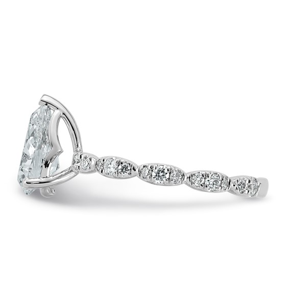 14kw 1 7/8ct Certified Pear Center Lab Grown Diamond VS+ F+ Comp Ring